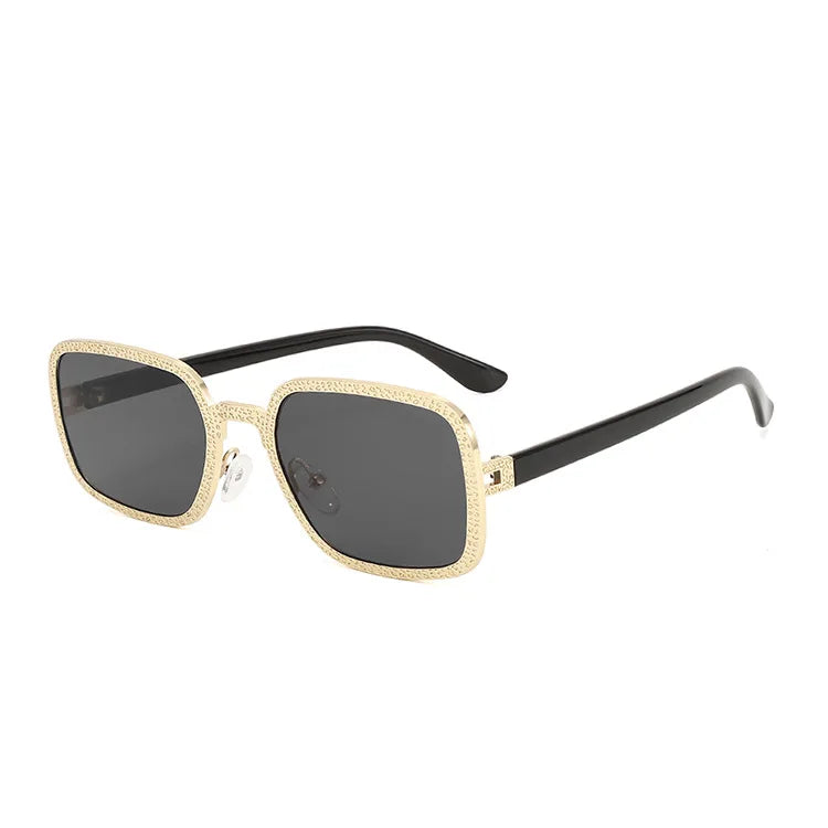 New Elegant Sun Glasses Unique Metal Rimmed Square Eyeglasses for Women and Men Lens Logo Position