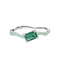 S925 Sterling Silver Vintage Enamel Ring Emerald Cut Zircon Wave Band Minimalist Luxury Statement Jewelry for Women MegaBDM