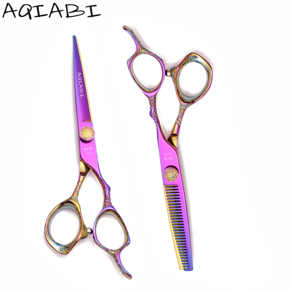 Professional Hairdressing Scissors 5.5'' 6" AQIABI Japan Steel Cutting Scissors Thinning Shears Barber Shop Hair Scissors A9001