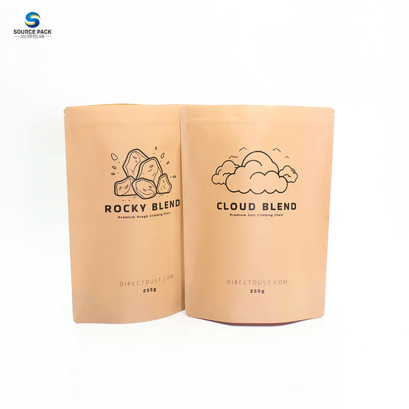 Zipper Seed Snack Candy Sugar Nuts Packet Food Packaging Ziplock Kraft Paper Bag Stand up Pouch for Coffee Tea Rice Packing