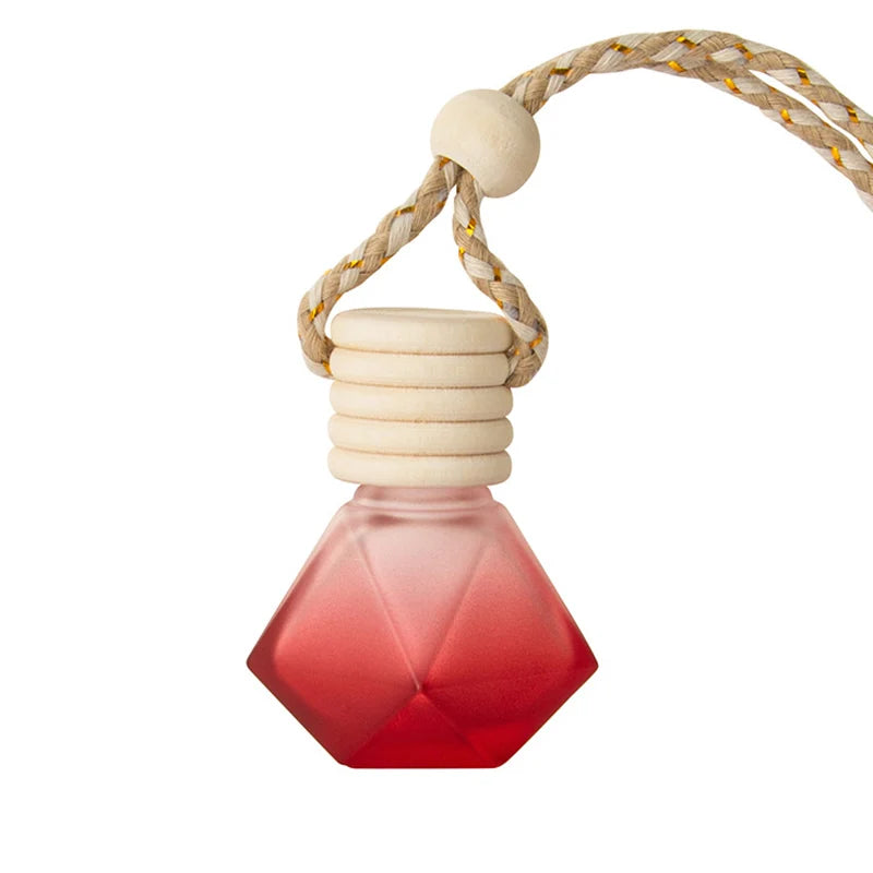 8ml Glass Car Air Freshener Bottle Diffuser with Screen Printing Screw Cap Hanging Essential Oil Pendants