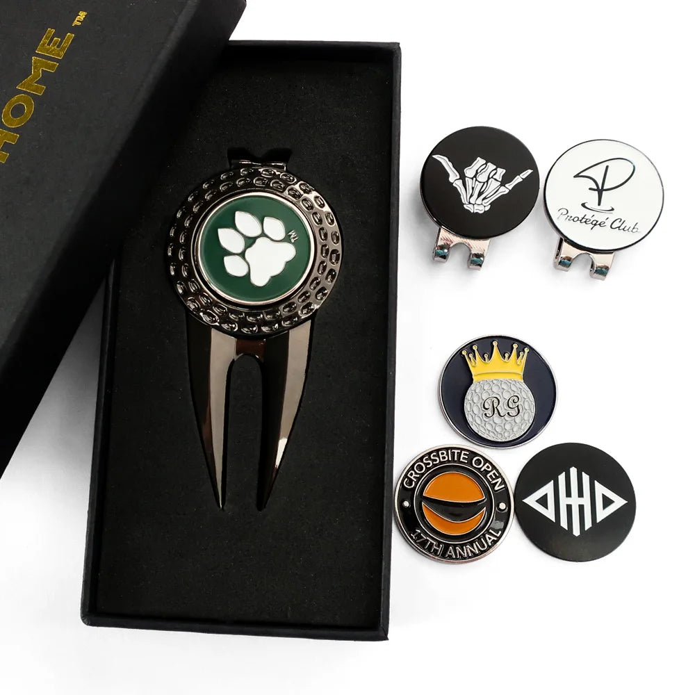 Luxury Manufacturer Gold Silver Metal Stainless Steel Golf Ball Marker Divot Repair Tool Custom logo