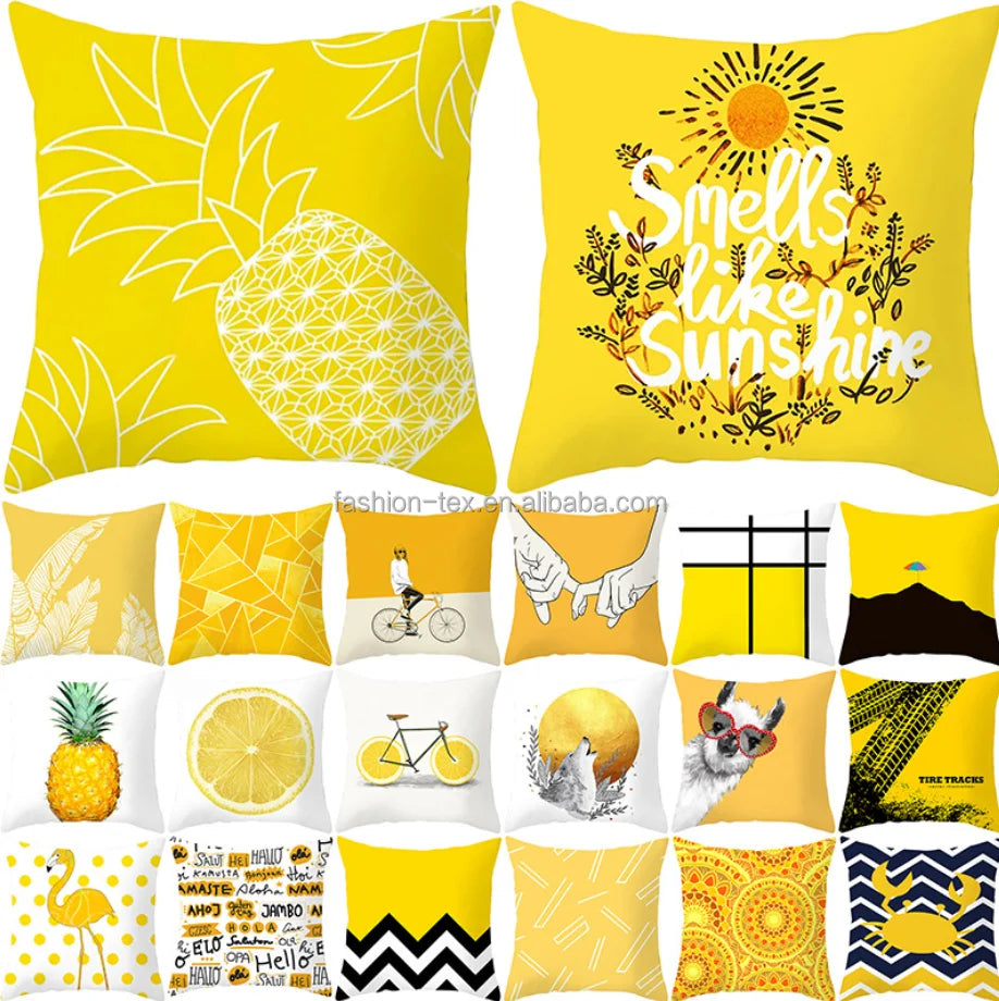 Vintage Style Striped Yellow Leaves 3D Printed 100% Polyester Hotel Home Pillowcase Cover Anti-Snore Non-Toxic Zipper Closure