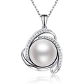 CAOSHI Classic Triangle Inlaid Round Imitation Pearl Pendant Women Necklace for Engagement Wedding Pearl Elegant Woman Necklace