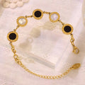 Ins Style Fashion Roman Numerals Black and White Seashell Bracelet Double-sided Jewelry Stainless Steel 18K Gold Bracelet