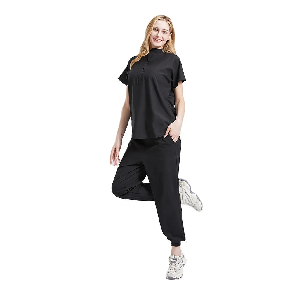 Fashion Scrubs Uniform Polyester Spandex Jogger Set Scrubs Uniforms Set Women Scrubs Uniforms Dentist