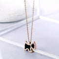 2023 Trendy Stainless Steel Dog Link Chain Necklace Gold-Plated Black Enamel Stylish Dog Shaped Pendant for Parties Christian