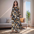 Breathable Traditional Muslim Women Dress Plus Size Printed Chiffon Kaftan Dresses Jalabiya for Women From Dubai Middle East