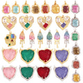 New Style Geometry Heart Shape Mixture Charm Jewelry FindingsFashion 18k Gold Inlaid Rainbow Zircon Necklace Pendant Supply L31