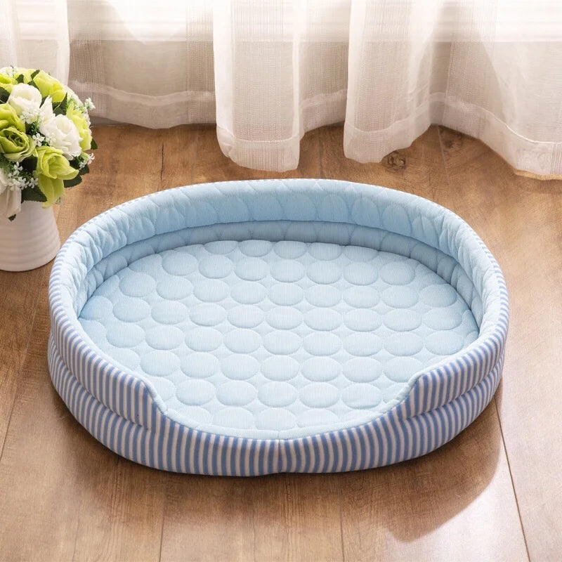 Wholesale Washable Cool Core Outer PP Cotton Filling Dog Bed with Anti-slip Bottom for Summer Spring