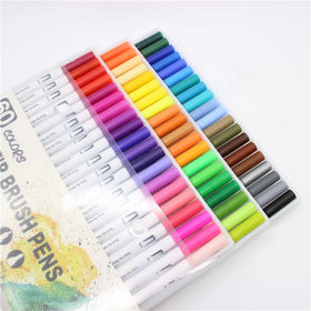 Dual Brush Marker Pens for Coloring60 Colored MarkersFine Tip Markers and Brush Highlighter Pen Set
