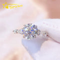 Fast Shipping Women Wedding Ring Pass Diamond Tester 925 Sterling Silver Vvs Round Brilliant Cut Moissanite Ring