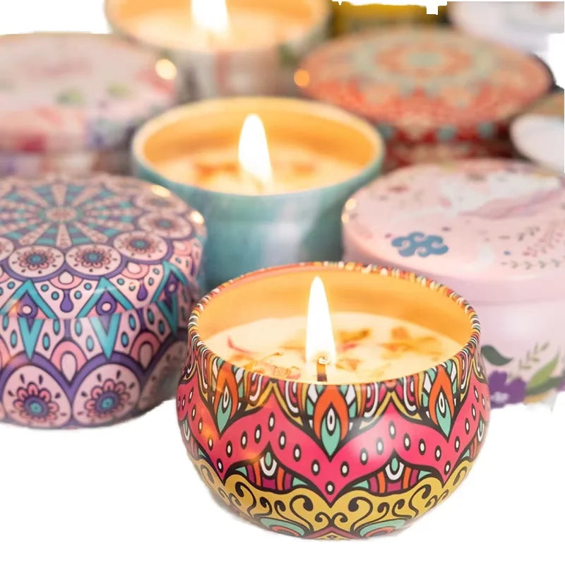 Wholesale Round Shaped Colorful Designs for Choice Metal Tin Can Box for Wedding Candy Tea Candle Hold