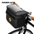 RIDERACE Mountain Bicycle Handlebar Touch Screen Bag MTB Bike Front Basket Durable Insulation Pannier Cycling Accessories