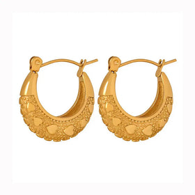 New Fashionable Retro Circular Texture Summer Stainless Steel Earrings