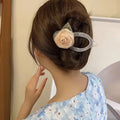 White Flowers Acrylic Elegant Fashion Hair Claws Sweet Hairpin White Flower Thick Girl Hair Clamp Claw Clip