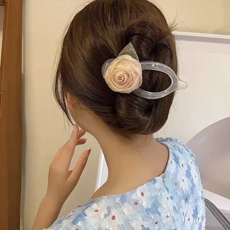 White Flowers Acrylic Elegant Fashion Hair Claws Sweet Hairpin White Flower Thick Girl Hair Clamp Claw Clip