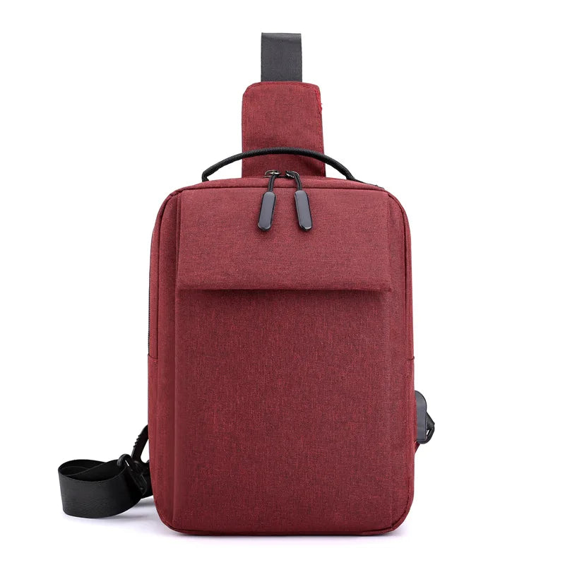 Amiqi Messenger & Shoulder Multifunction USB Charging Chest Bag Crossbody Sling Bag
