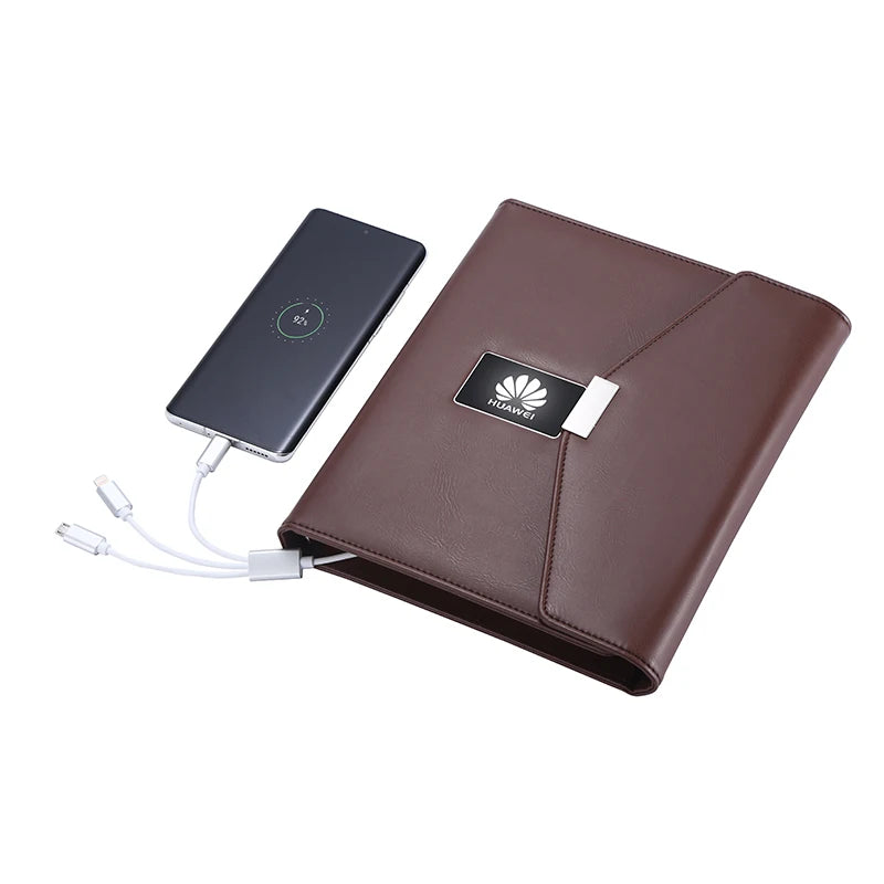 New Product Ideas 2025 Wholesale Promotion Custom LED Logo Wireless Charge Notebook Power Bank with Lamp and USB for Business