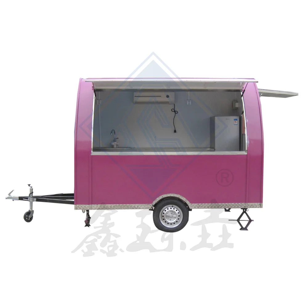 Outdoor Street Snack Cart With Two Wheels for Selling Fried Skewers Dining Cart Multifunctional Customized Food Cart