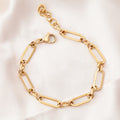 Flat Paperclip Rectangle Link Chain Bangles Tarnish Free Jewelry 18K Gold Plated Stainless Steel Chunky Chain Bracelet for Women
