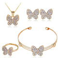 Fashion 4 Pieces Bridal Jewelry Sets Wedding Full Rhinestone Butterfly Statement Luxury Gift Bridal Jewelry Sets