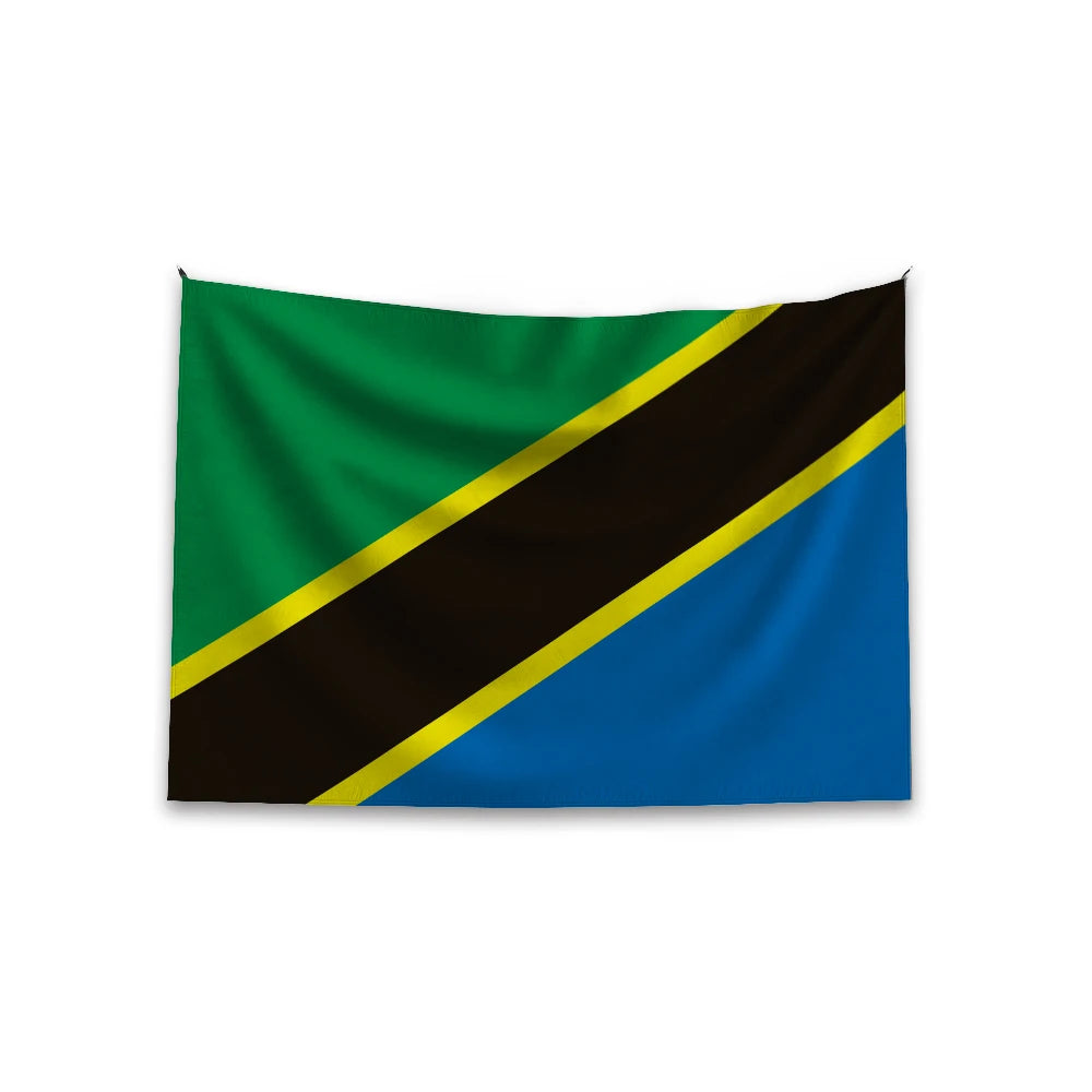 Hot Sale Custom Tanzanian Flag 100% Polyester for Outdoor Decoration Promotional Product with Custom Logo