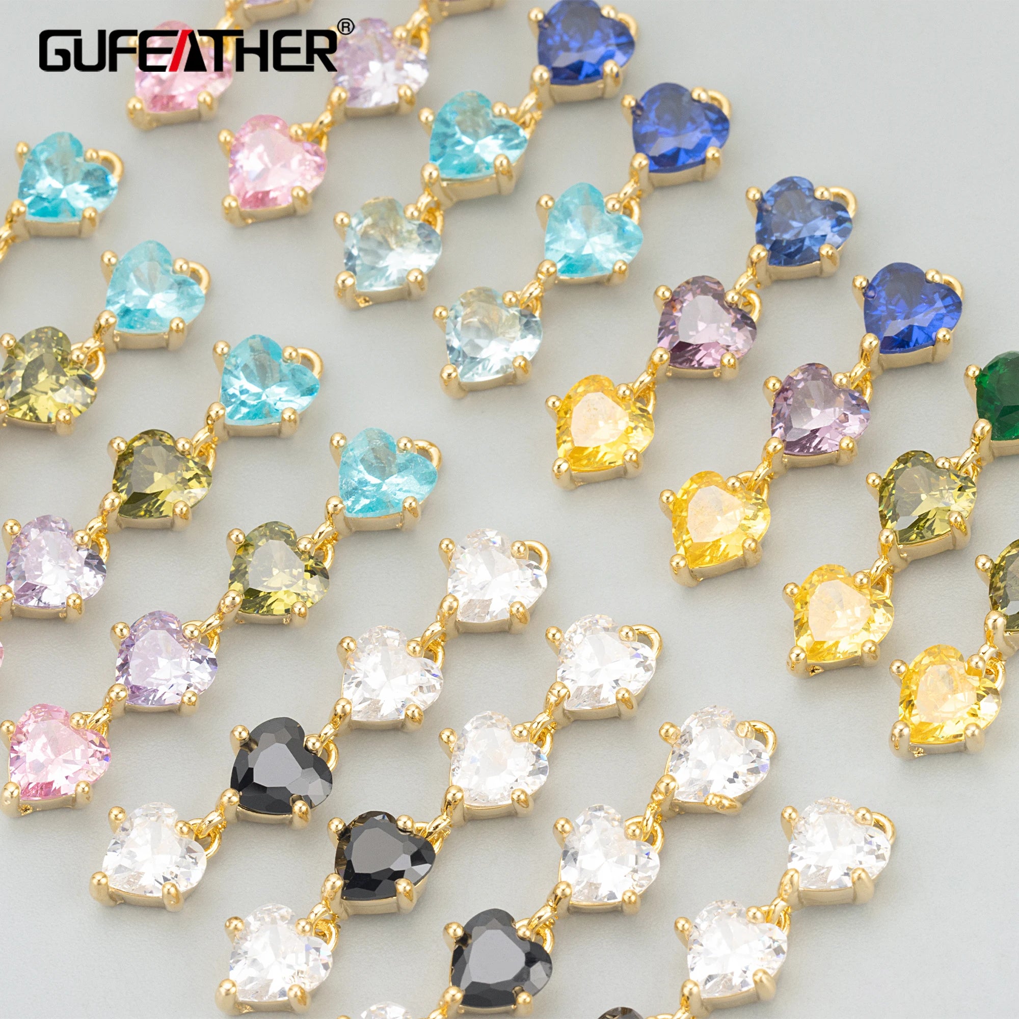 ME52 6pcs/Lot Wholesale Jewelry Accessories 18K Gold Plated Copper Zircon Charms for Necklace Making DIY Pendants