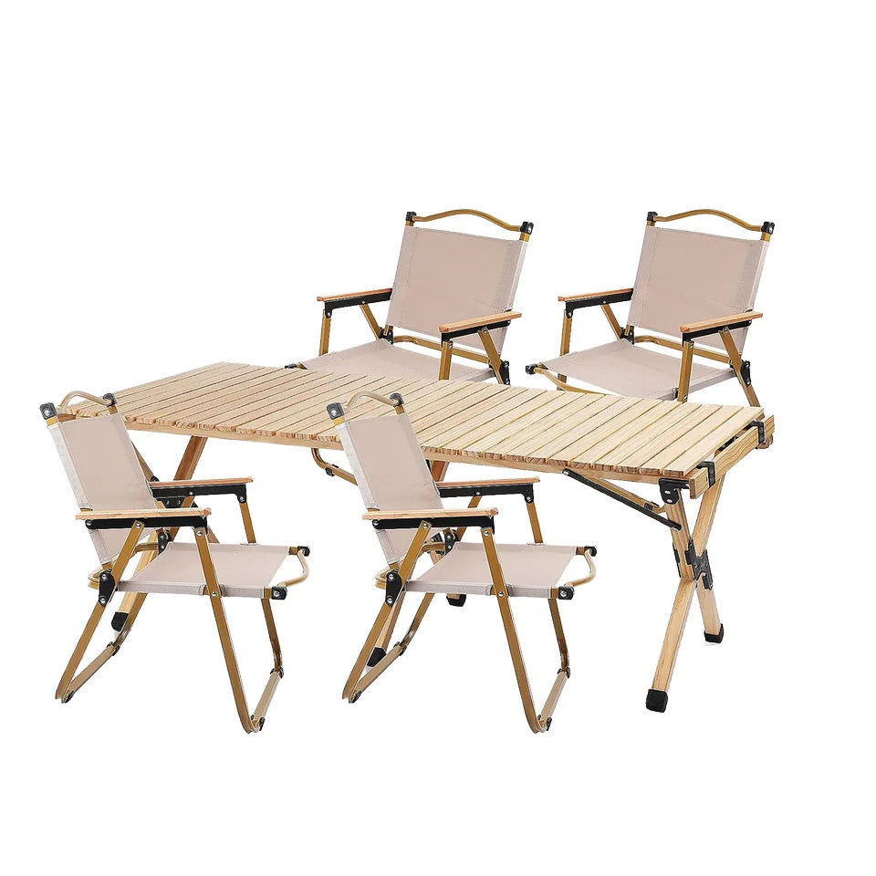 WOQI Foldable Camping Folding Table and Chair Set Portable Camping Table and Chair Outdoor Swimming Pool Barbecue Camping Use