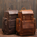 Hot Sale Men's Genuine Leather Eco-friendly Custom Logo Coffee Brown Small MOQ Vintage Shoulder Backpack Waterproof