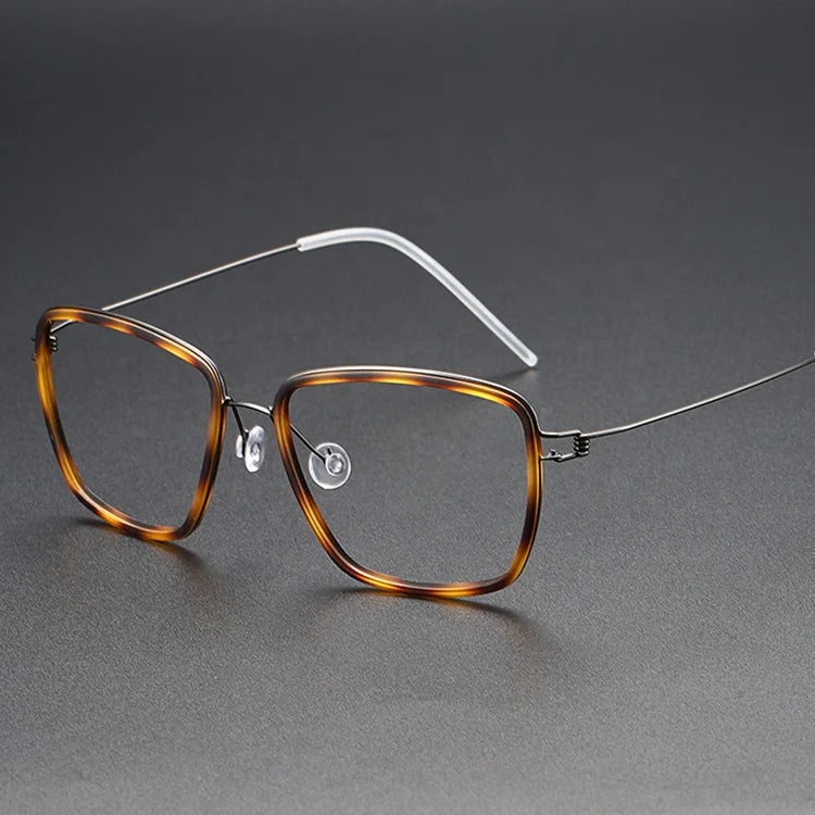 Prescription Eyewear Trends 2024 Vintage Solid Large Size PU Titanium Flexible Glass Frame Fra Tortoise Optical Spectacles