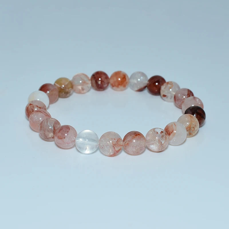 Wholesale 6/8/10/12mm Natural Red Glue Flower Quartz Bracelet for Women Men