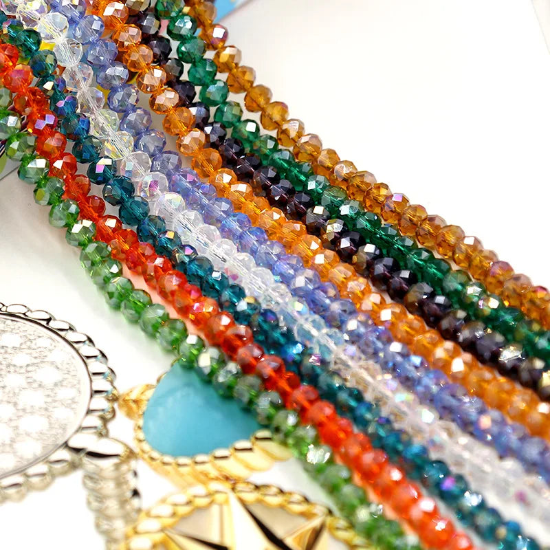 CJ Wholesale  Multicolor Rondelle  Beads Size  Is 4/6/8mm  Glass Beads for Jewelry Market