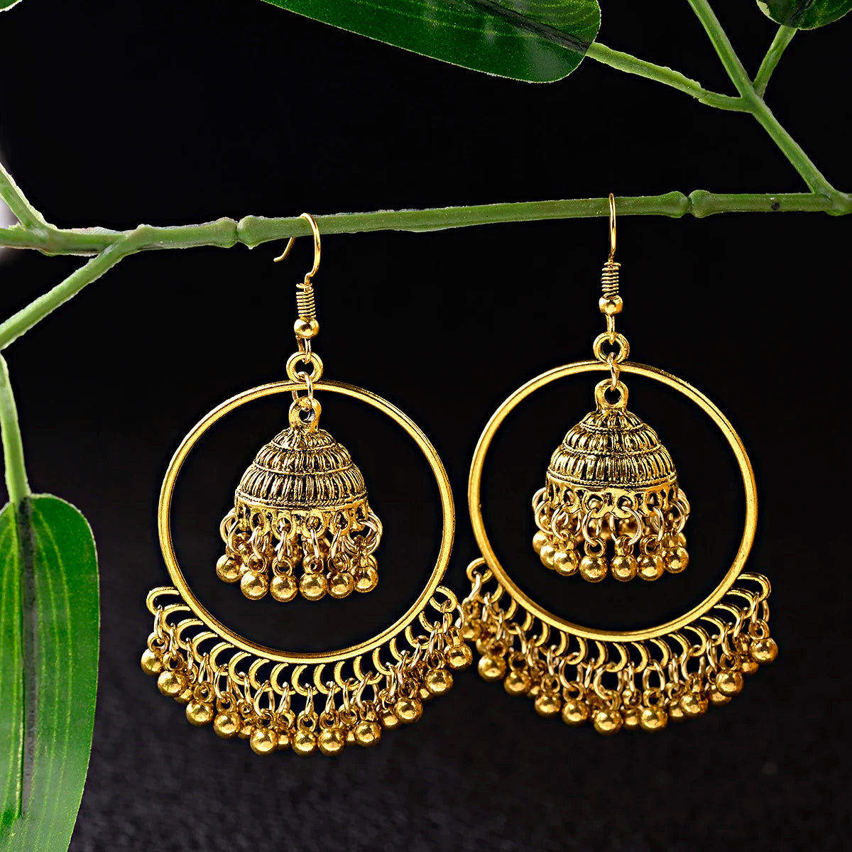 Gold Indian Jewelry Jhumka Jhumki Drop Earrings Gypsy Tassel Hook Earrings for Women Fashion Jewelry