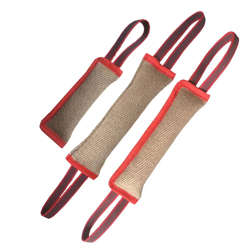 Professional Large Dog Training Bite Stick & Tug Toys with Jute Linen Nylon Materials-Anti-Resistant Soft for Teeth Grinding