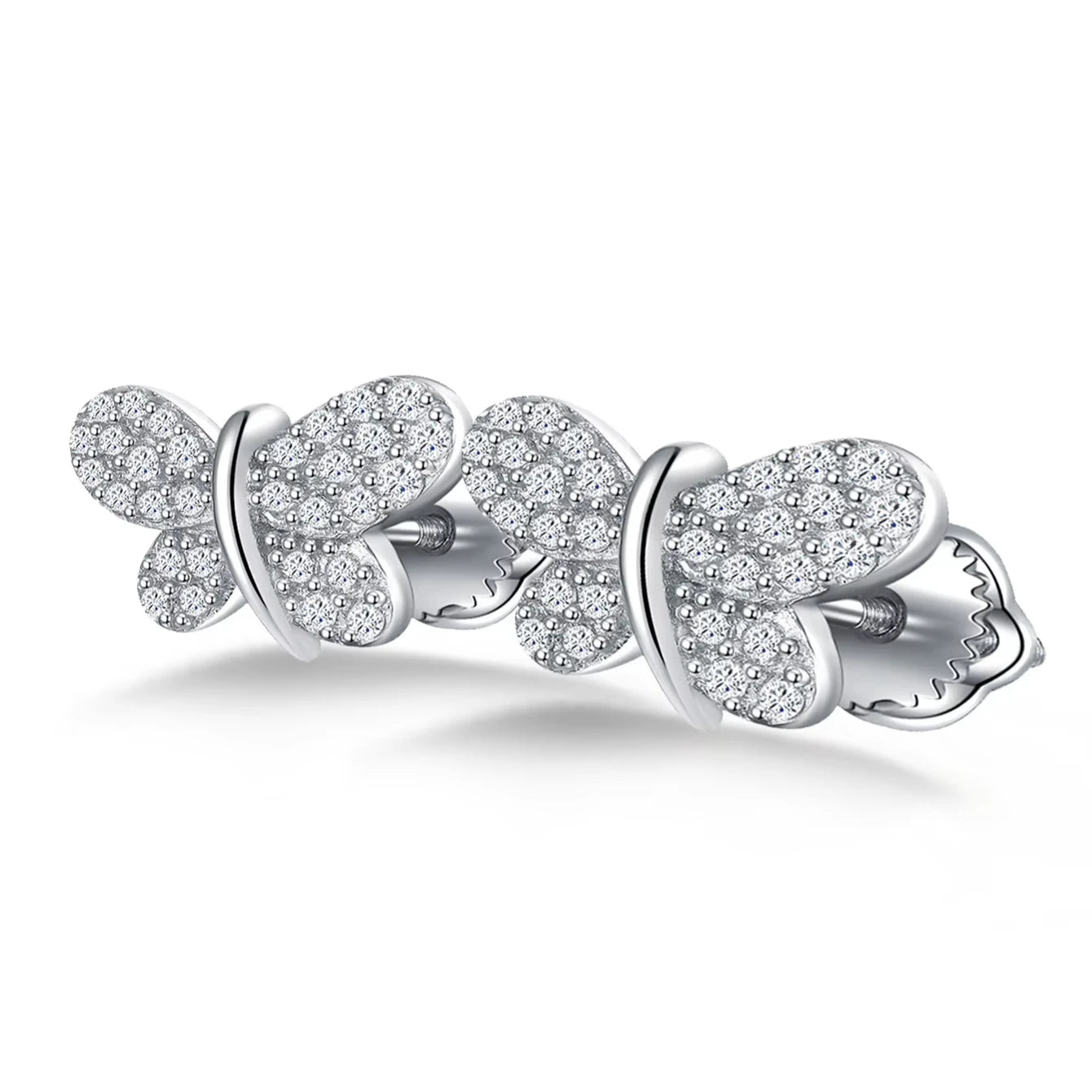 Luxury Earrings Screw Gold Plated 925 Sterling Silver Butterfly Cluster Moissanite Diamond Stud Earring for Men Women