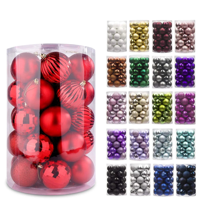 Hot Sale 4cm 34pcs/set Plastic Christmas Ball Colorful 4cm Christmas Decoration Supplies New Ornaments