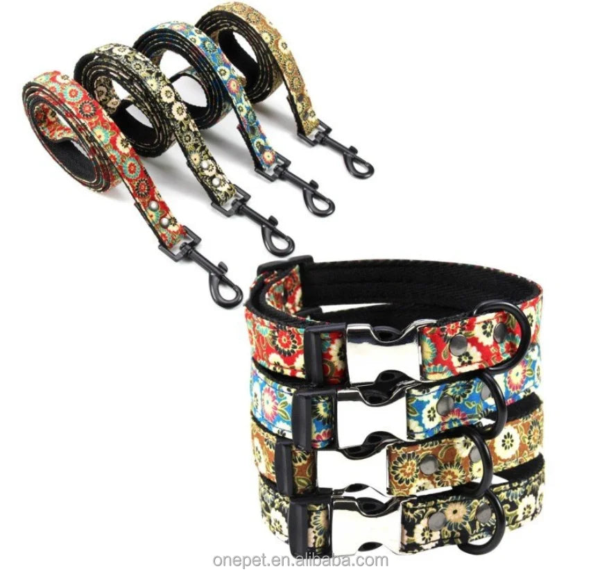 Pet Leash Collar Set Thermal Pet Accessories Sturdy Wear Removable Black Ribbon Universal Collar for Dogs