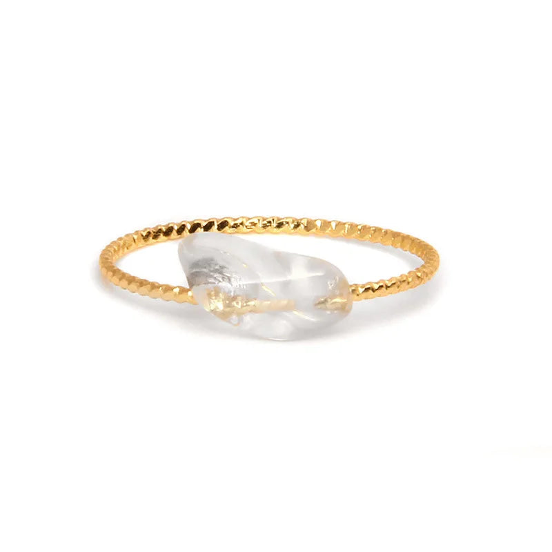 Hot Selling Simple Irregular Colored Agate Alloy Ring for Women