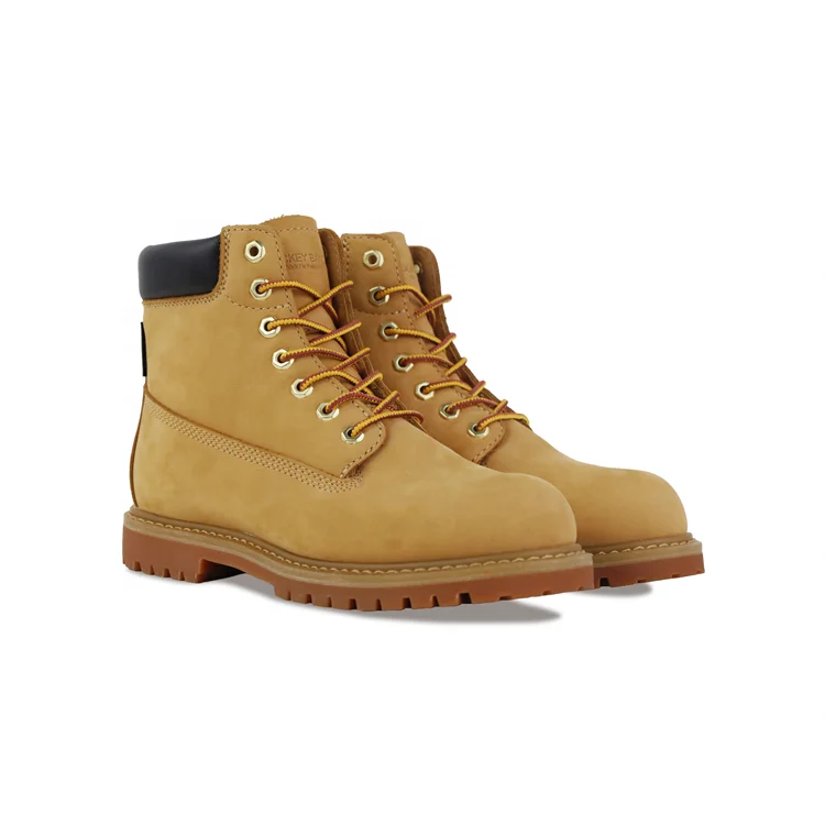 Factory Dropshipping Wheat Solid Color Waterproof Rhubarb Rubber Bottom Boots Nubuck Leather Casual GoodYear Welt Work Boots