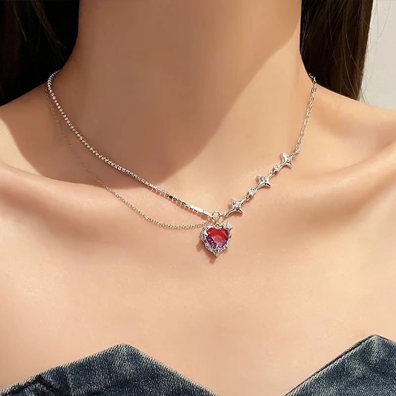 Hot Sale Wholesale Sweet and Cool Purple Gradual Love Collar Fashion Jewelry Women Necklace