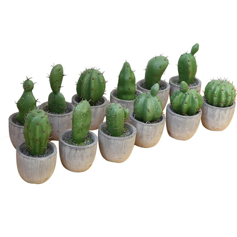 Green Plant Small Potted Decorative Mini Artificial Succulent Plant Bonsai High-simulation Plastic Cactus Ball Cactus