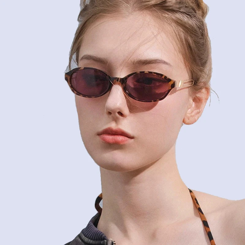 STORY KDD3110 Vintage Retro Round Sun Glasses Metal Frame Leopard Shades Glasses 2025 Women Brown Lens Small Oval Sunglasses