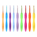 9 Pcs Popular Candy Color Rainbow ABS Plastic Handle Alumina Crochet Hook  Set for Sewing Knitting