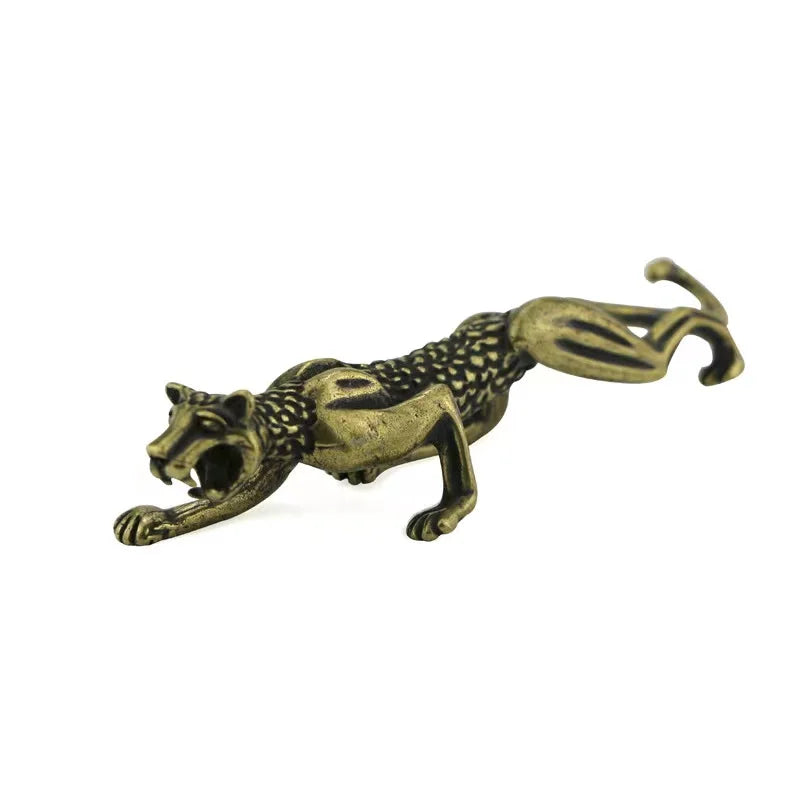 Professional Design Antique Copper Tube CA1001 Handmade Pure Copper Leopard Leopard Pure Copper Tea Pet Office Desk Decoration