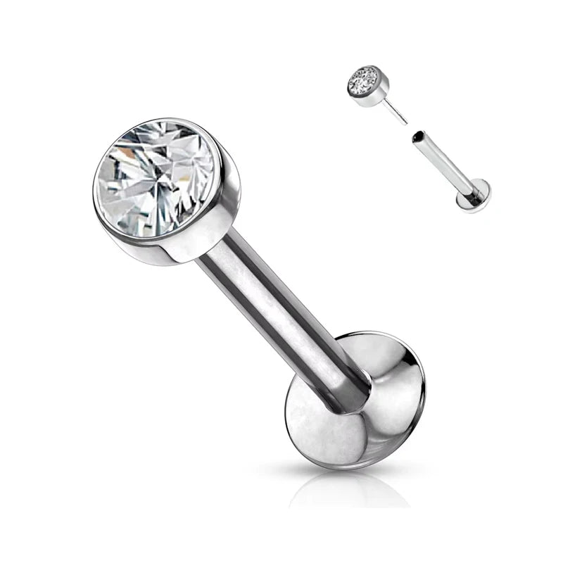 Piercing Jewelry Titanium Flat Back Labret Threadless Push Pin Lip Stud Hot Sale Implant Grade Sensitive Body Jewelry