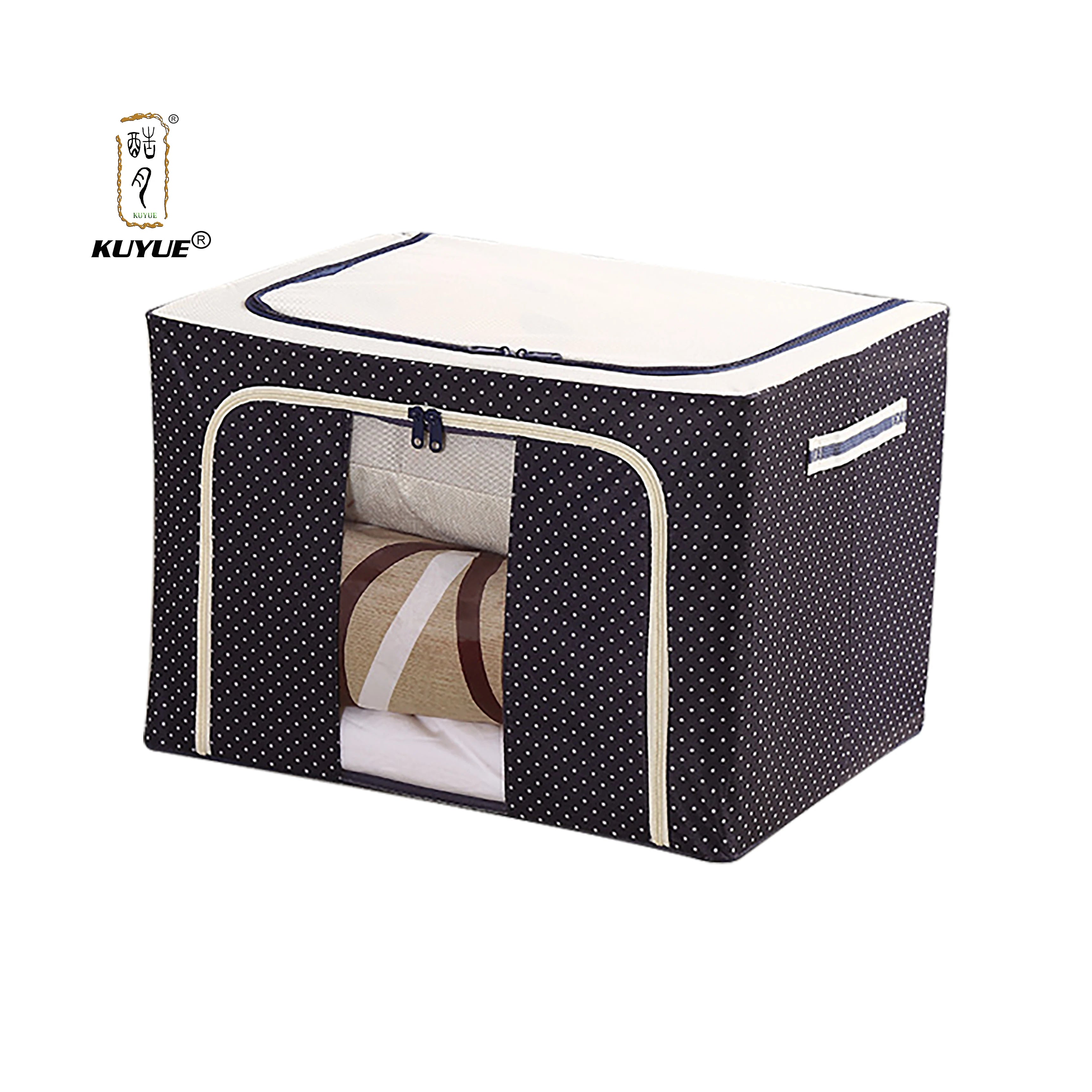 KUYUE Storage Bins With Lids Oxford Cloth Steel Frame Storage Box Quilt Folding Wardrobe Fabric Extra Large Storage Bag