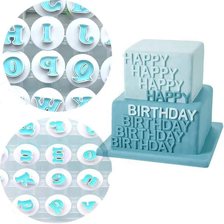 26 Alphabet and Number Spring Press Mold Fondant Cookie Cutter Cake Decorating Printing Tools