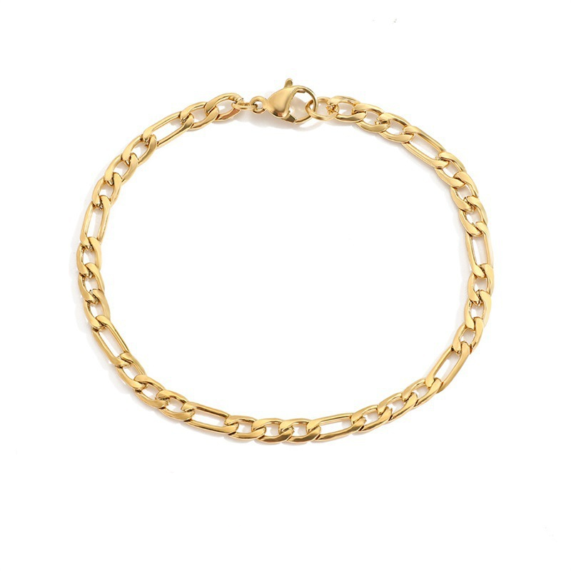 YF2946 Fashion Waterproof Jewelry Figaro Chain Bracelet 14k Gold Plated Tarnish Free Stainless Steel Miami Bracelets