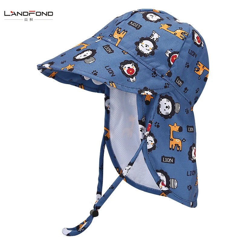 Landfond Kid Hats Adjustable Baby Kids Sun Hat UV Protection Summer Sunshade Kids Bucket Hats